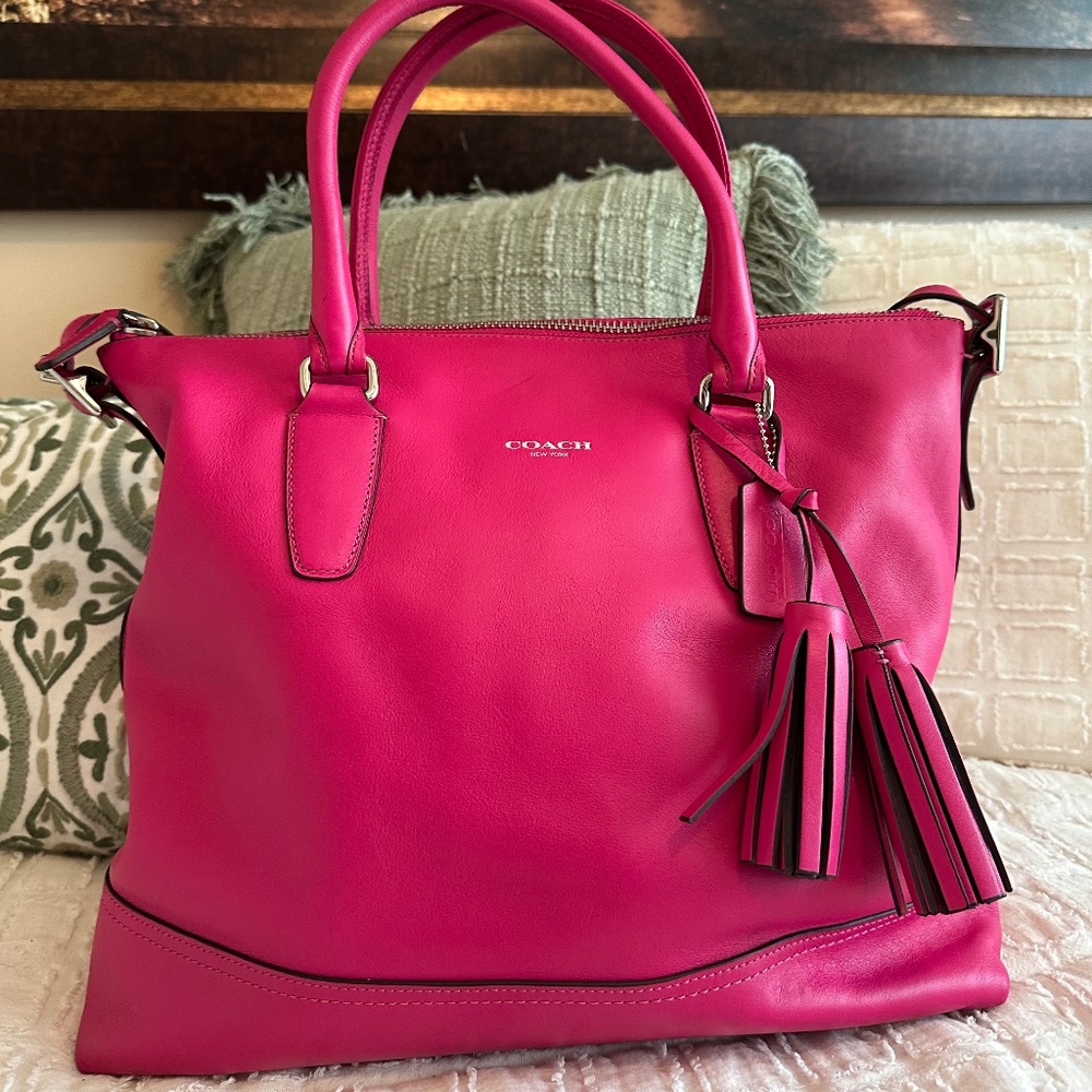 Coach Legacy Leather Rory NS Satchel 19892 Fuschia Pink MSRP $398